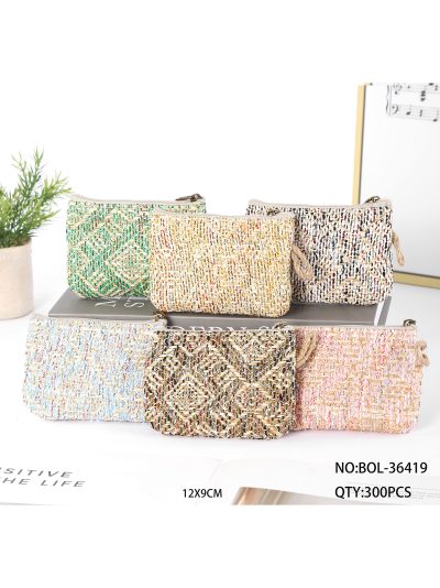 Monedero efecto rafia multicolor cremallera 2