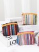 Boho stripe zip coin pouch