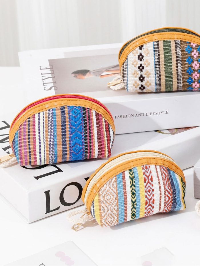 Boho half-moon zip coin purse