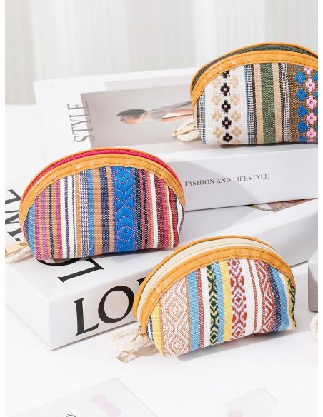 Boho half-moon zip coin purse