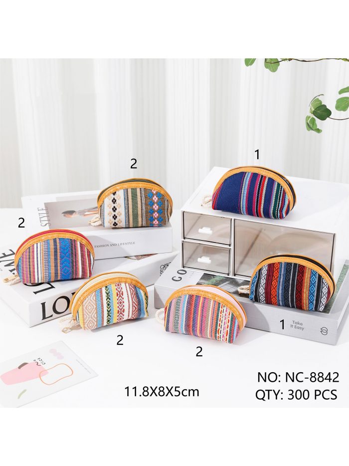 Boho half-moon zip coin purse