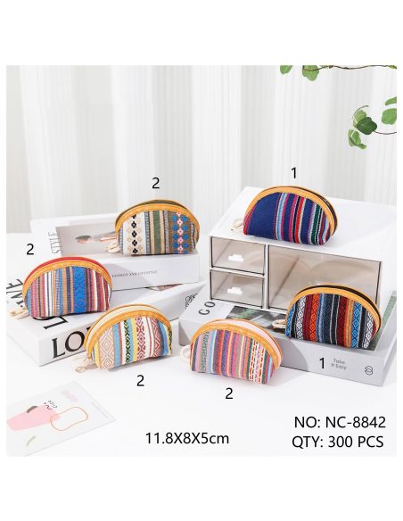 Boho half-moon zip coin purse