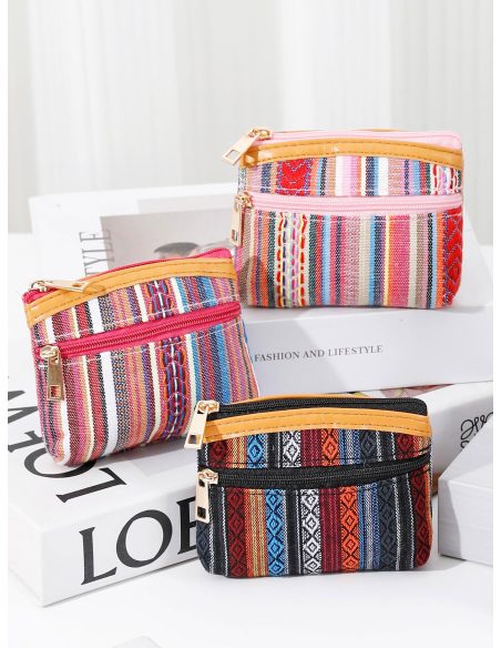 Monedero boho de doble cremallera