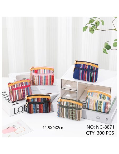 Monedero boho de doble cremallera