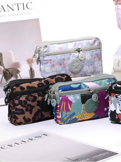 Mini bolso bandolera estampada doble bolsillo