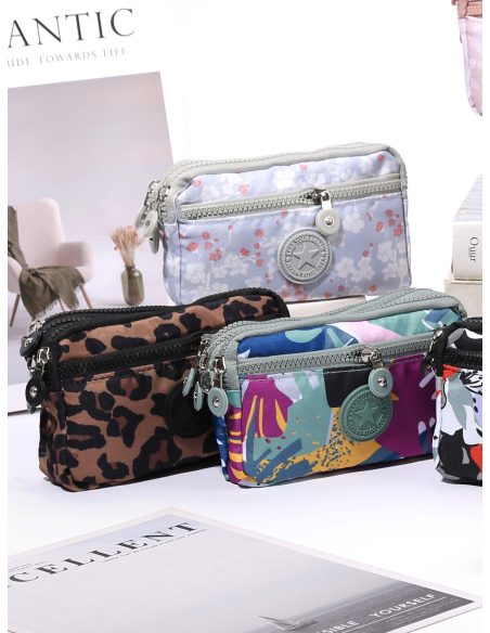 Printed mini crossbody bag with double pockets