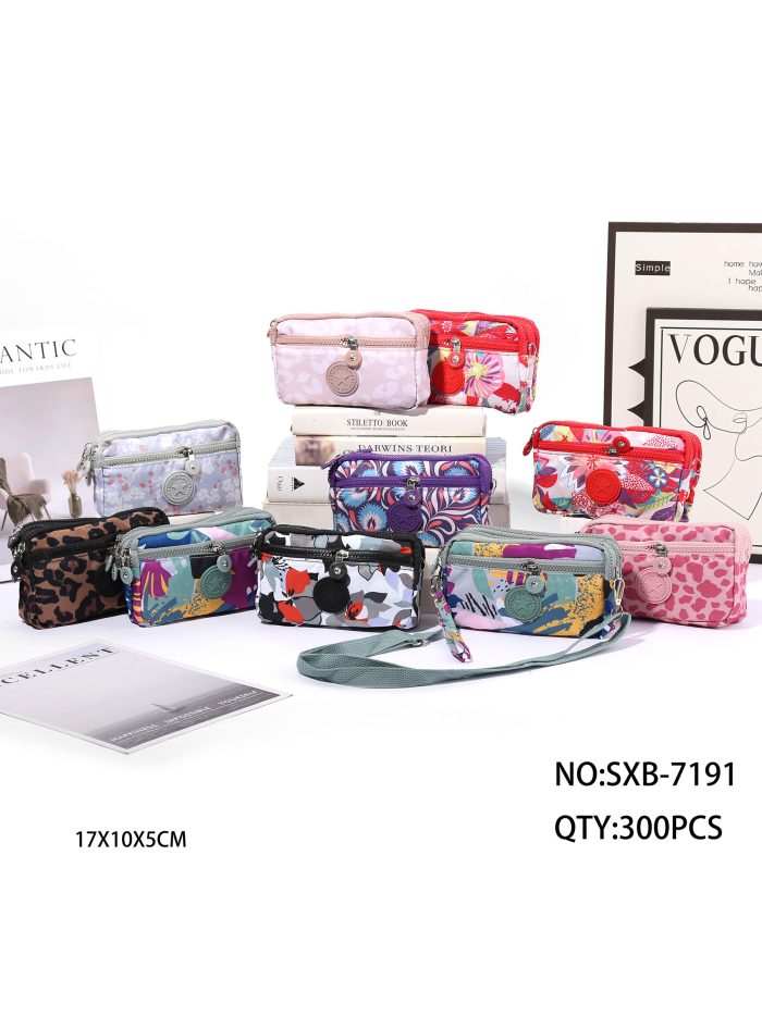 Printed mini crossbody bag with double pockets