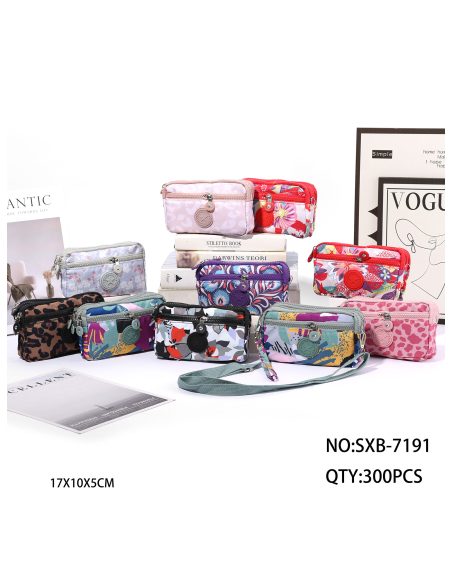 Printed mini crossbody bag with double pockets