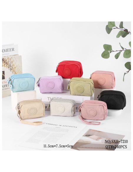 Münzbeutel aus Stoff mit doppeltem Reißverschluss