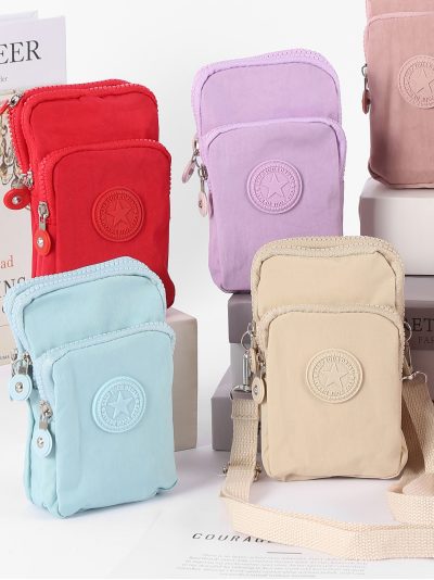 Mini bolso bandolera portamóvil de tela