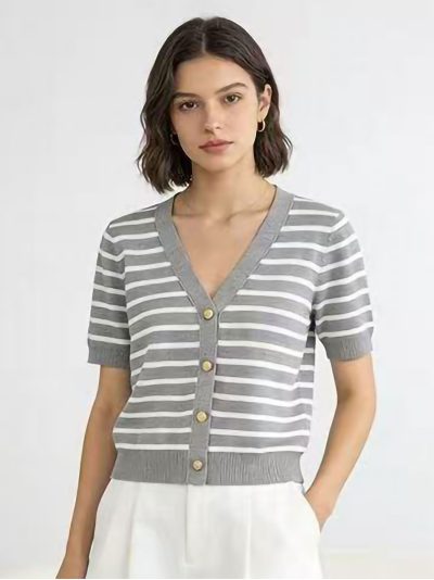 Cárdigan rayas botones dorados