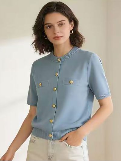 Cárdigan manga corta botones dorados