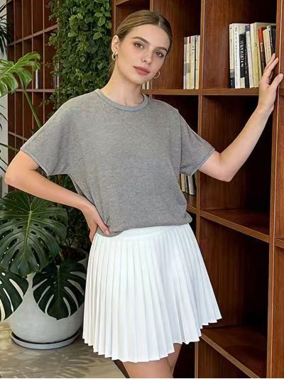 Jersey metalizado cuello redondo manga corta