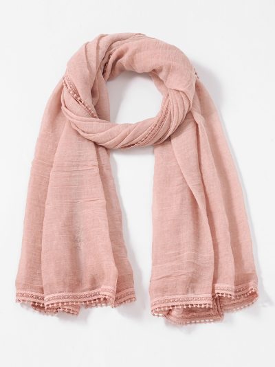 Lenço liso com acabamento em renda