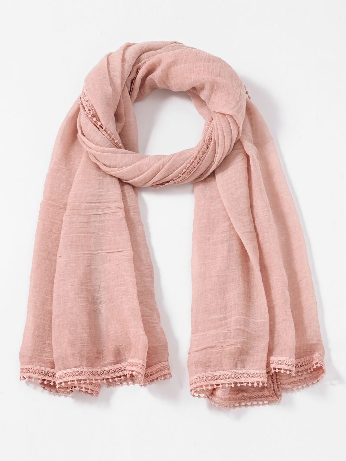 Lenço liso com acabamento em renda