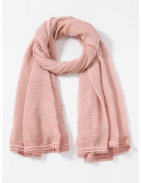 Lenço liso com acabamento em renda