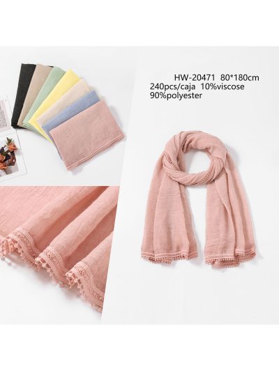 Lenço liso com acabamento em renda 2