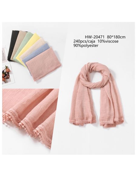 Lenço liso com acabamento em renda