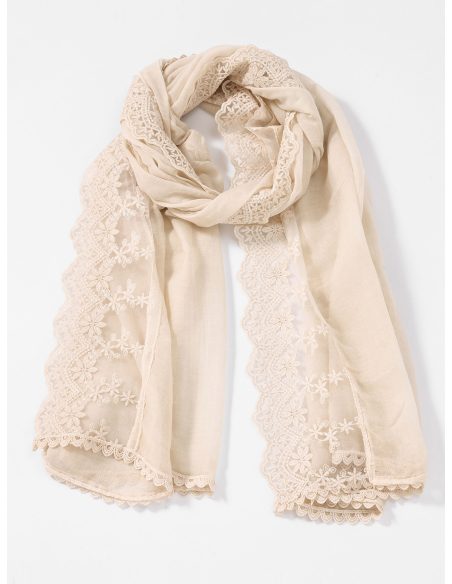 Fular liso borde de encaje