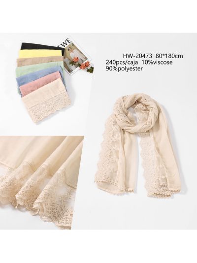 Fular liso borde de encaje 2