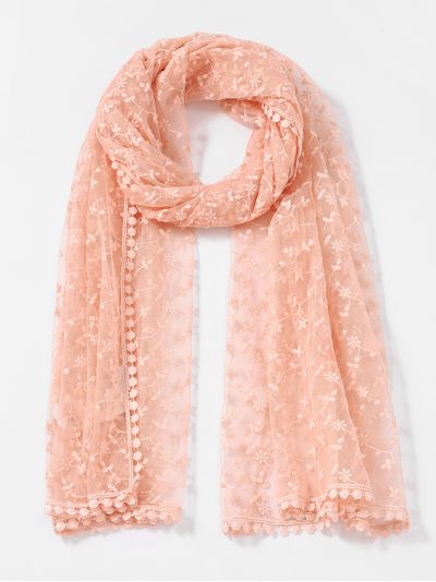 Fular bordado floral encaje