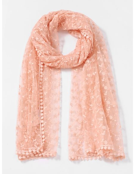 Fular bordado floral encaje