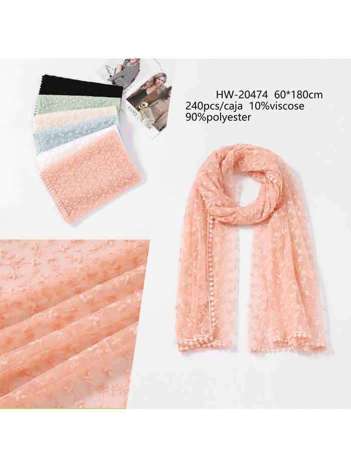 Fular bordado floral encaje