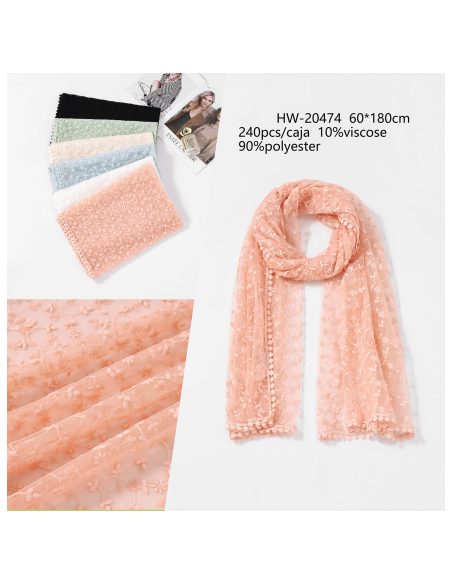 Fular bordado floral encaje