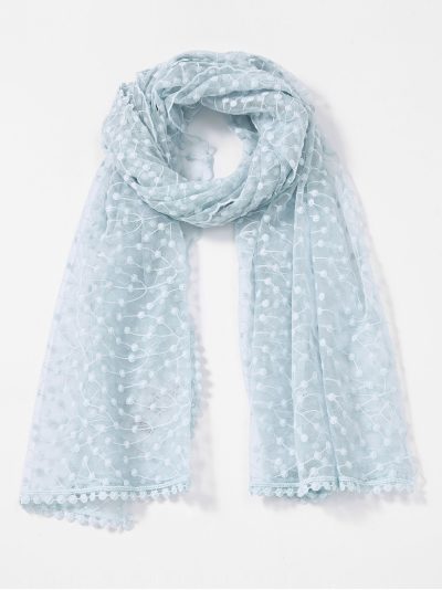 Fular bordado topitos encaje