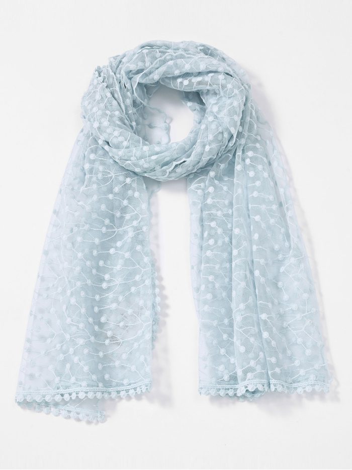 Fular bordado topitos encaje