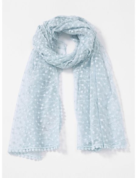 Fular bordado topitos encaje