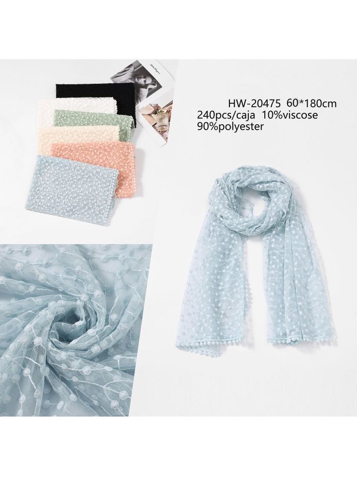 Fular bordado topitos encaje