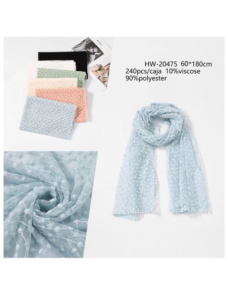 Fular bordado topitos encaje