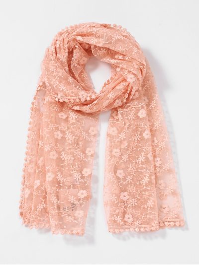 Fular bordado flores encaje