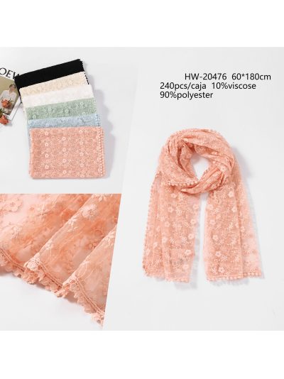 Fular bordado flores encaje 2