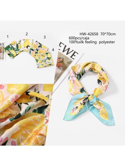 Pañuelo cuadrado estampado limones efecto seda 2
