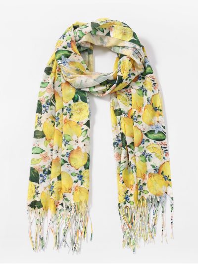 Fular estampado limones flecos