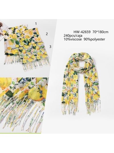 Fular estampado limones flecos 2