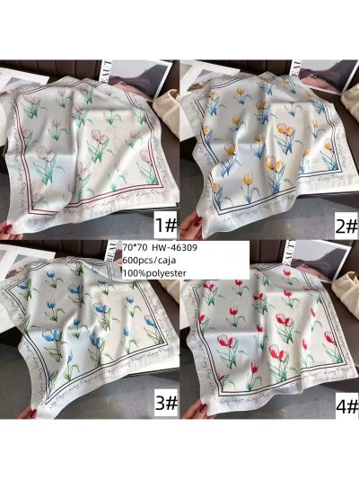 Pañuelo cuadrado satinado tulipanes 2