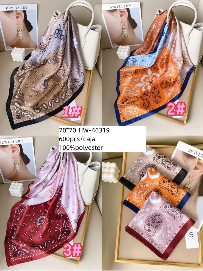 Pañuelo cuadrado satinado paisley