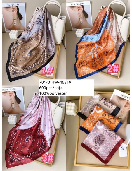 Pañuelo cuadrado satinado paisley