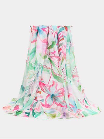 Fular estampado floral acuarela