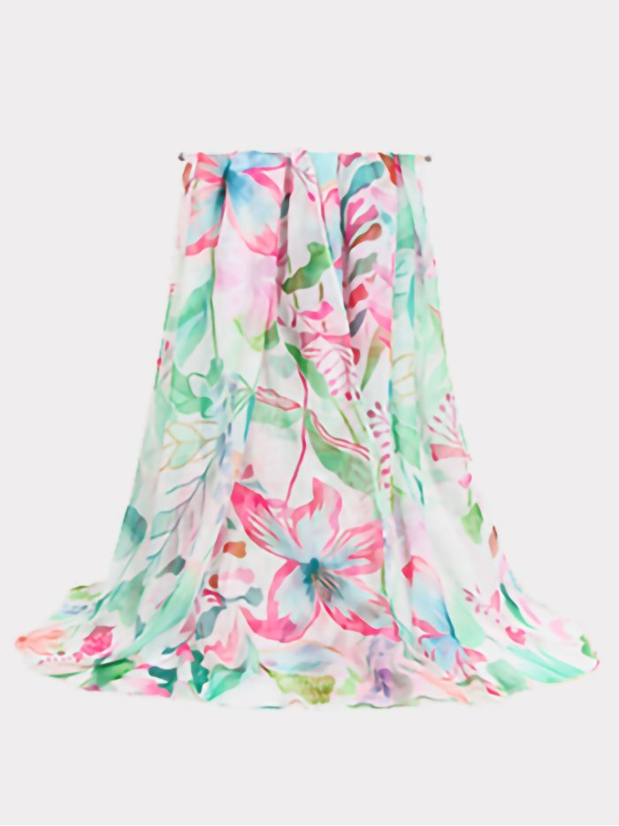 Lenço com estampa floral em aquarela