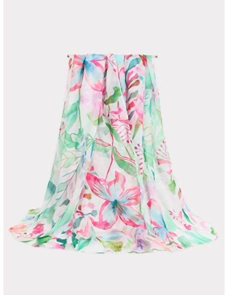 Lenço com estampa floral em aquarela