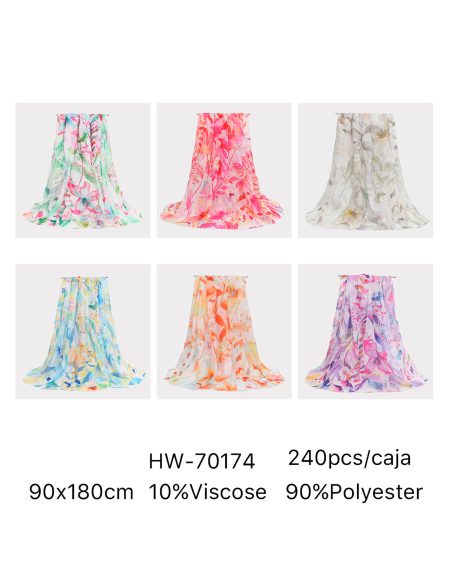 Lenço com estampa floral em aquarela