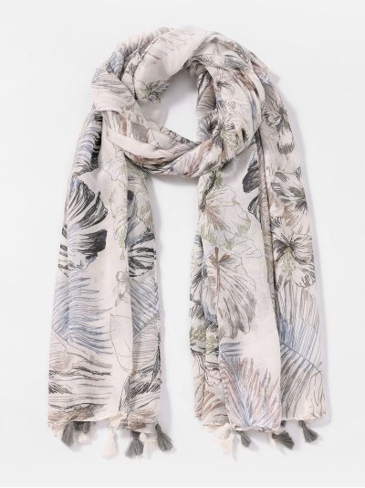 Lenço tropical com franjas