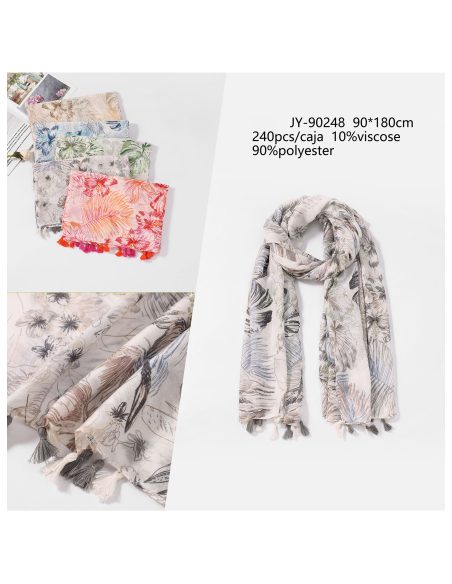 Lenço tropical com franjas