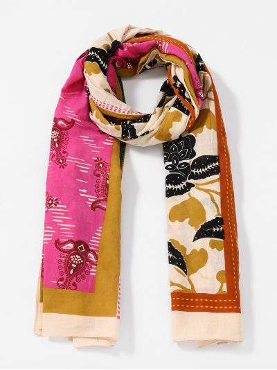 Fular patchwork boho de algodón