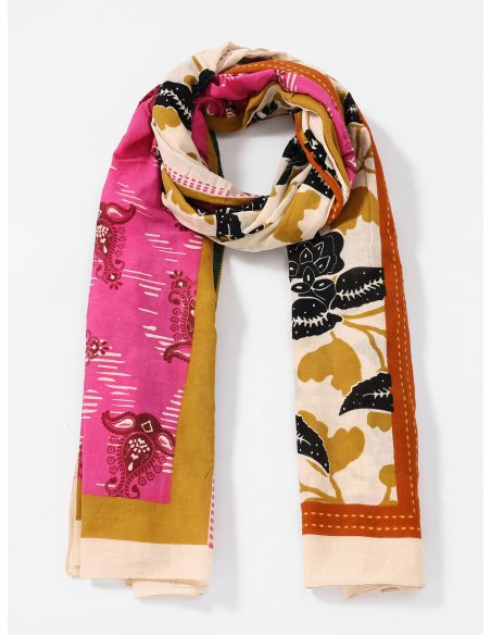 Fular patchwork boho de algodón
