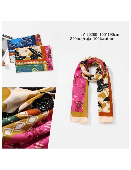 Fular patchwork boho de algodón